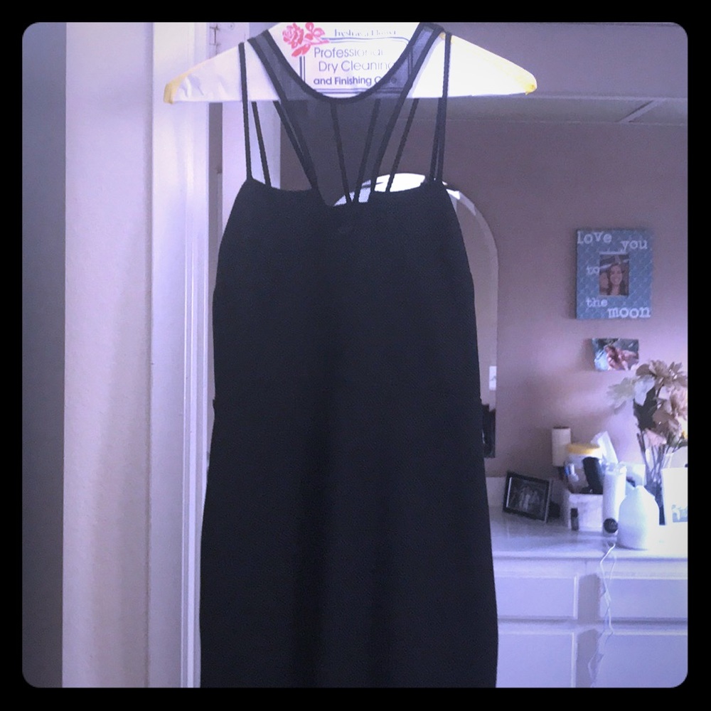 Black dress w. Mesh netting at neck from express